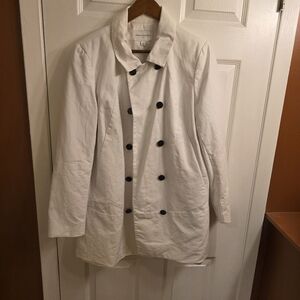 Banana Republic White Trench Coat with Black Buttons